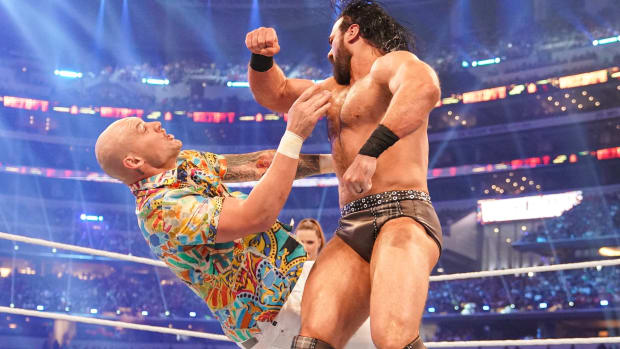 Drew McIntyre levels Happy Corbin at WrestleMania